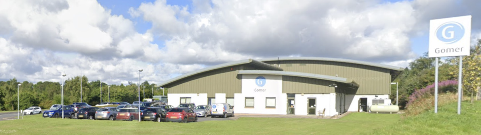 Gomer Press frontage: a purpose-built print-works on a rural Welsh hillside 